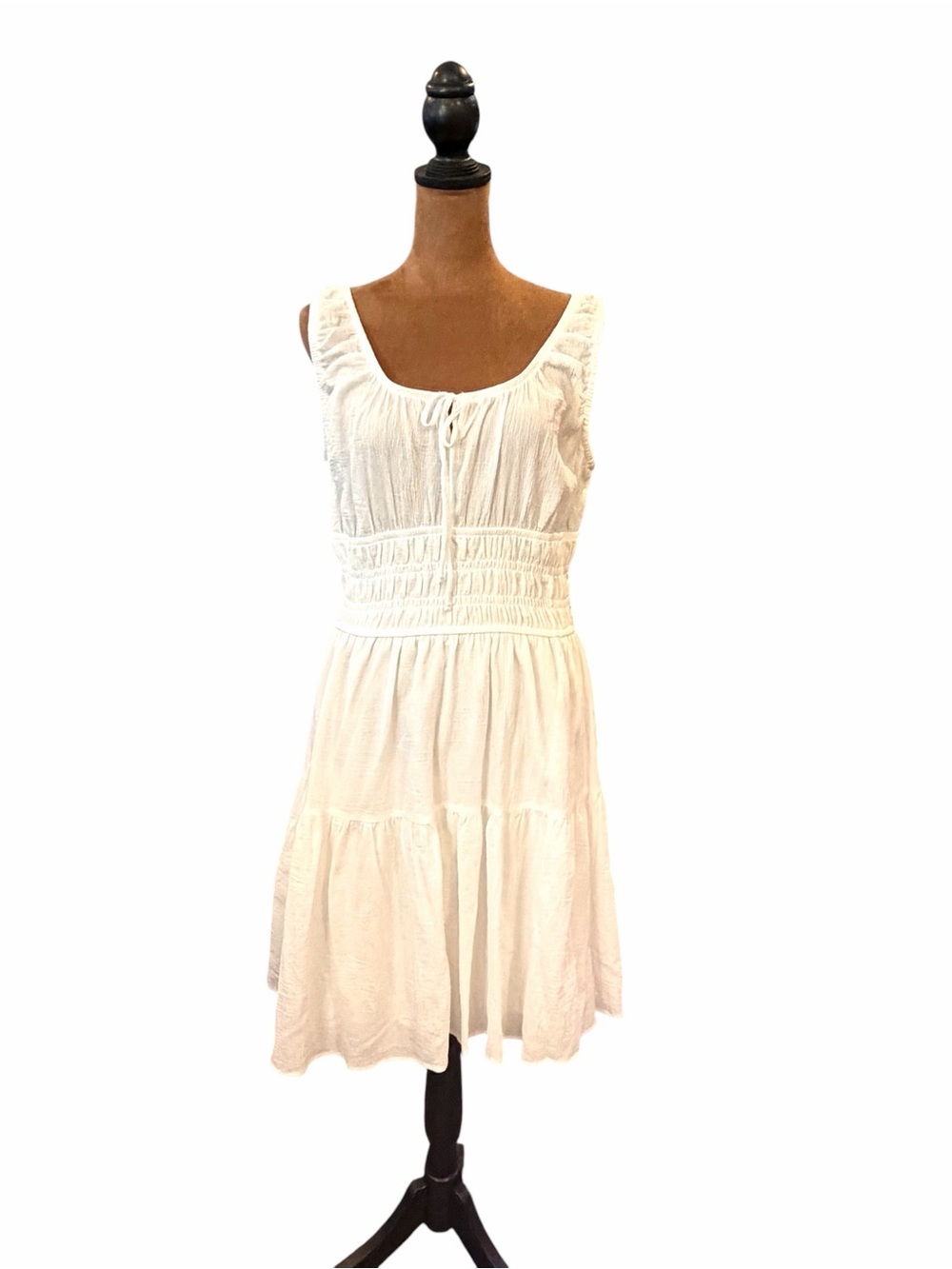 Oak & Trellis Boho Mini Dress Gauzy White Cottagecore Boho Size XL NEW $44